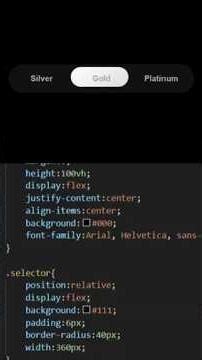 Amazing Sliding Selector UI with HTML & CSS 🔥 | Silver Gold Platinum Animation #shorts