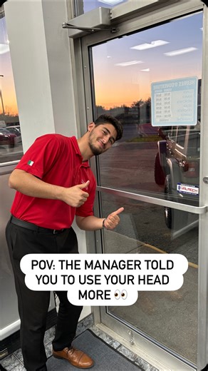 20 reactions | Manager: Use your head more! Me: Say Less…  The manager told us to use our head more at work, I said sure no problem!  You gotta hit the follow button if I was able to make you giggle even a bit. 﫣 #fyp #sales #work #jokes #skit | AskFor Mo | Facebook