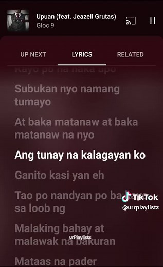 Upuan Lyrics by Gloc 9 Featuring Jeazell Grutas