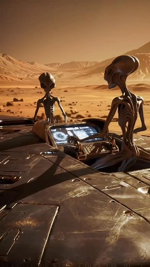 5.4K views · 110 reactions | Two aliens piloting a UFO on Mars — ultra-realistic NASA-style cinematic video." #AlienOnMars #UFO #MarsExploration #RealisticAI #AIVideo #SciFiRealism #NASA #ViralVideo | History of Anunnaki | Facebook