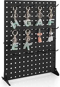 MOLIGOU Adjustable Pegboard Display Stand with 12 Hooks, Metal Earring Display for Vendors, Peg Board Organizer Stand