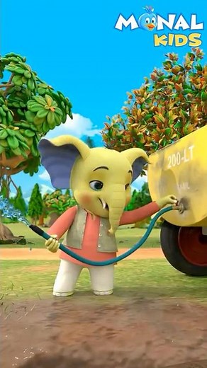 Four big elephants went for a walk #shorts @MonalKidsHindi