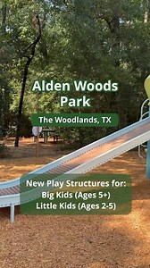 17K views · 92 reactions | Check out our newly renovated playgrounds at Alden Woods Park, featuring two new play structures for Big kids (ages 5+) and little kids (ages 2-5). ➡ Discover all the fun amenities The Woodlands has to offer by checking out the Interactive Parks and Pathways Map at bit.ly/3gr4Imu. | The Woodlands Township | Facebook