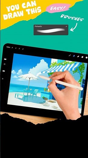 Seaside Shop Illustration ✏️ Perspective Drawing in Procreate #artwithflo #youcandrawthis