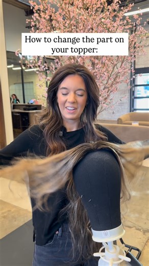 Luxury Remy Human Hair Toppers & Wigs on Instagram: "Changing your part is easier than you think.👀 In this video, one of our stylists explains how simple it is to adjust the part on your piece. All you need to do is lightly wet the hair, move the part where you want it, and dry it into place. When the hair is wet, the part is flexible. Once it dries, it stays exactly where you set it. 🙌🏼 👇🏼 Want personalized tips for styling and customizing your piece? 💬 Comment SALON to visit us at our Sp