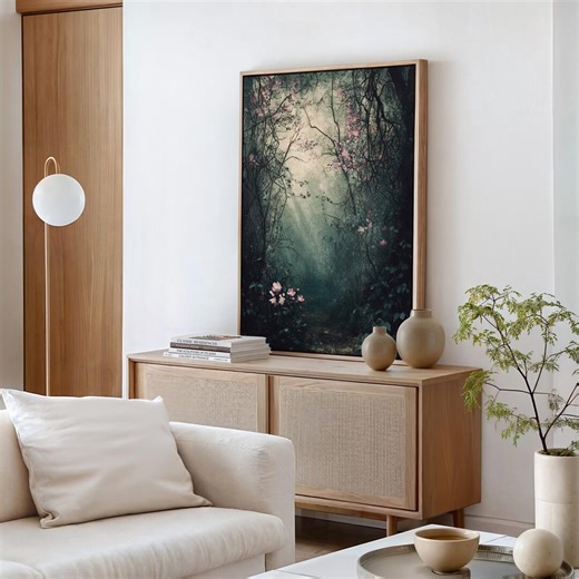 Enchanted Forest Canvas Art - Mystical Woodland Path With Blooming Flowers, Dreamy Nature-inspired Wall Decor - Etsy Australia