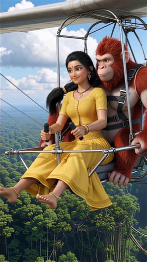 The monkey and the girl built a glider together😱🤯. #ai #monkey #girl #glider