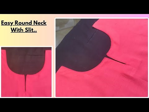 Easy Neck Cutting And Stitching//Round neck with slit+ Easy CutAndStitch