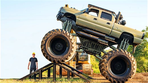 He built a 26,000 lb monster truck - and took it straight into a sinkhole