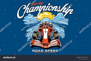 F1 Race Car Racing Championship Retro Stock Vector (Royalty Free) 2690442527 | Shutterstock