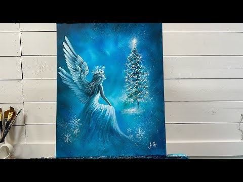 How To Paint A CHRISTMAS ANGEL - acrylic step by step painting for beginners