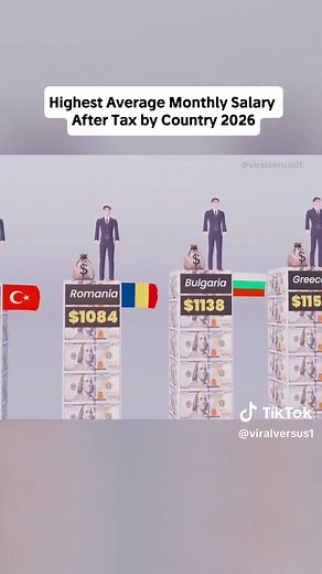 Highest Average Monthly Salary After Tax by Country 2026 #salary #statistics #moneytok #learnontiktok #usa