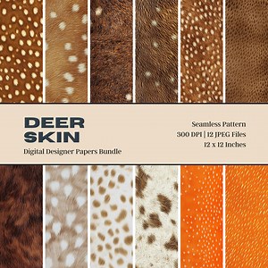12 Deer Skin Digital Paper, Leather Pattern, Deerskin Texture, Deer Skin Vector, Animal Print Pattern, Western Leather, Seamless Pattern - Etsy