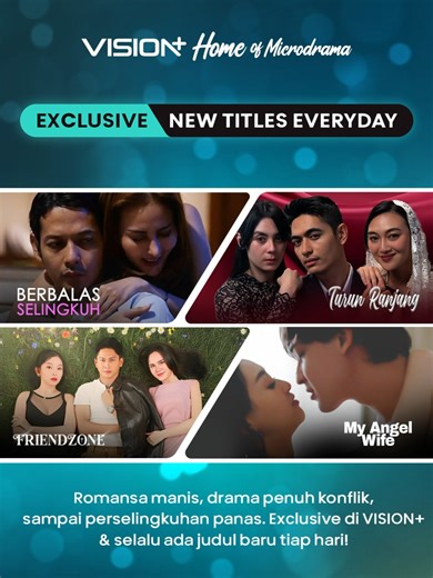 Microdrama dengan Judul baru SETIAP HARI dan EKSKLUSIF cuma di VISION ✨🔥 Dari romansa manis, komedi seru, drama rumah tangga penuh konflik, sampai perselingkuhan panas, semuanya ada! 🔥 Langganan Paket Premium VISION cuma Rp20.000/bulan dan siap baper setiap hari 🥲💔 #VisionPlus #StreamingUntukSemua #VisionPlusMicrodrama