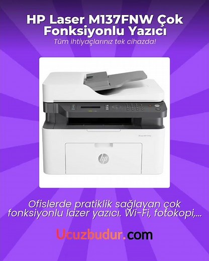 HP Laser M137FNW Çok Fonksiyonlu Yazıcı