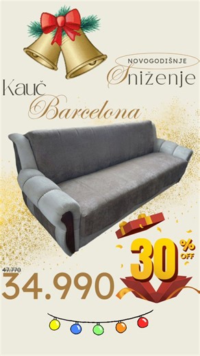 DRAJEL NAMEŠTAJ on Instagram: "​✨ NOVOGODIŠNJA ČAROLIJA U DOMU! ✨ ​Da li je vreme za promenu? 🤔 Neka tvoj dom zablista u Novoj godini! 🍾 ​U salonima nameštaja Drajel počinje VELIKO NOVOGODIŠNJE SNIŽENJE! 🥳 Očekuje te popust od 10% do čak 50% na odabrane komade nameštaja! 🛋Kauč BARSELONA🛋 👉materijal:žičano jezgro👈 📏dim:230×100×75cm;📏 📏ras:190×115cm;📏 🆒️stara cena:47.770;🆒️ 🆓️popust:30%;🆓️ 🆕️nova cena:34.990;🆕️ 🛋Kauč BARSELONA🛋 idealan je izbor kada je u pitanju udoban odmor i k