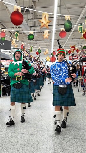 "Scotland the Brave" by a very A festive Newtonhill Pipeband marching through the aisles in Asda Portlethen. This was part of their festive fundraising and a chance to entertain Christmas shoppers during this busy time. The band are led by Pipe Major Domhnull McLennan and were playing Rowan Tree, Scotland the Brave, Wings and Flett from Flotta. #Asda #asdaportlethen #aberdeenshire #scotland #Christmas #christmas2023 #marchingbands #bagpipes #pipesanddrums #pipebandlife #newtonhillpipeband | Scot