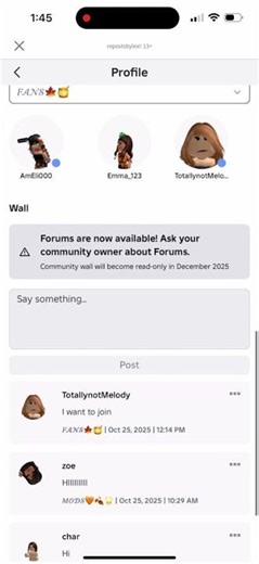 tutorial on how to type something in my roblox group💗 ￼
