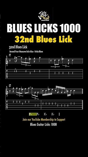 Smooth F7 to C7 Delta Blues Lick 🎸 | Blues Lick 1000 (#32/1000)
