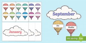 Editable Hot Air Balloon Birthday Display Pack Pastel Colours