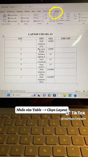 Cách căn chỉnh khung Table siêu nhanh trong Word