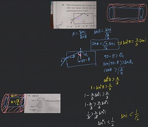 What is the maximum angle of incidence 'i' for which total inte... | Filo
