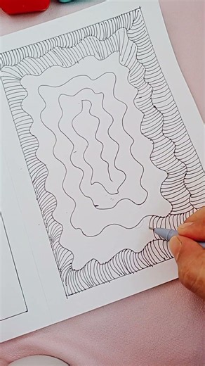 Easy Zentangle Art in 60 Seconds 🖊️✨ | Relaxing Line Pattern Drawing #Shorts #zendoodle