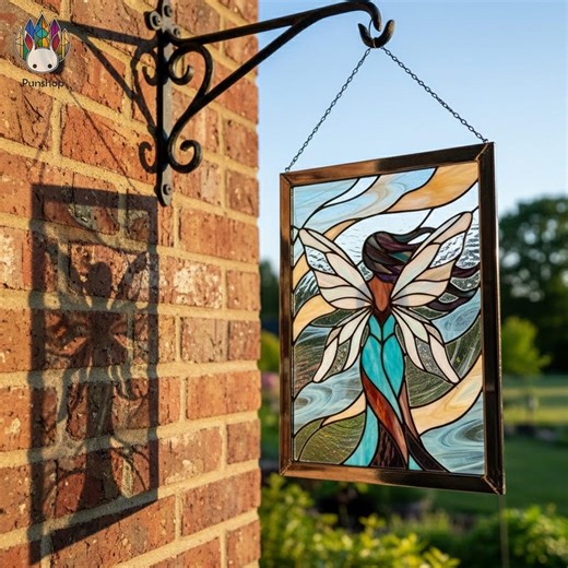 PUN861 Fairy Stained Glass Pattern, Fantasy Angel Wing Window Panel PDF - Etsy