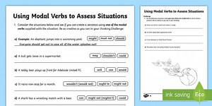Using Modal Verbs to Assess Situations Differentiated Worksheets