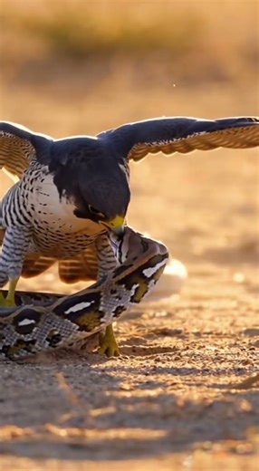 Fearless Falcon Locks Onto Python’s Head!