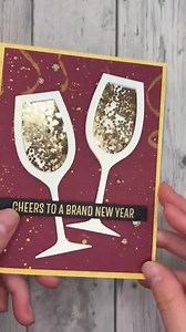 Happy New Year Champagne Shaker Card, Dark Red, Celebration - Etsy