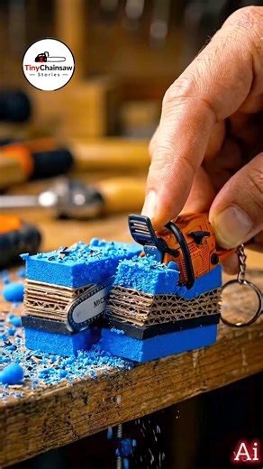 Sponge vs. Mini Chainsaw! 🧽🔥#chainsaw #tools #satisfying