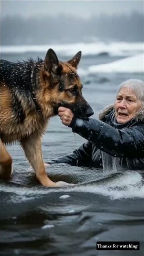 Old Lady Slipped Into Icy Water | What the German Shepherd Did Shocked Everyone❤️🐕