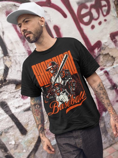 Cyborg Baseball Player T-shirt | Robot Batter Graphic Tee - Etsy