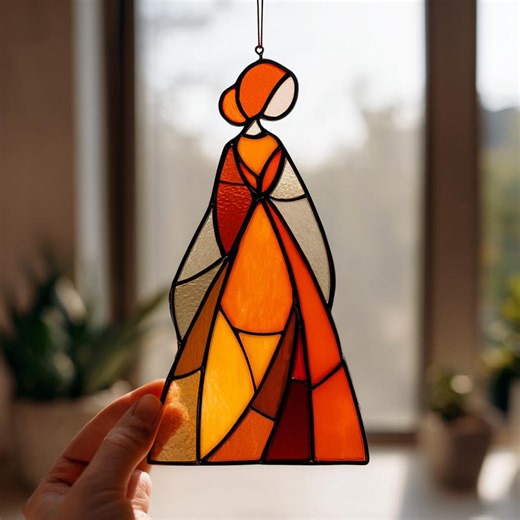 Stained Glass Lady Suncatcher, Elegant Woman Figure, Modern Art Pattern (PDF SVG Download) - Etsy