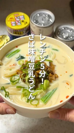 レンチン5分！さば味噌豆乳うどん