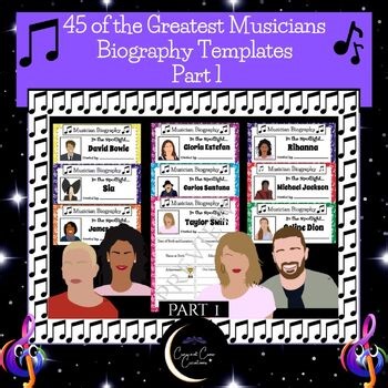 45 Great Musicians Biography Templates Part 1 Research Project Activities