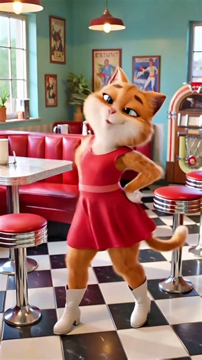 MiMi’s Retro Twist Dance 💃🐱 #fypシ #cat #cute #ai #funny #dance #oddlysatisfying #shorts #animals