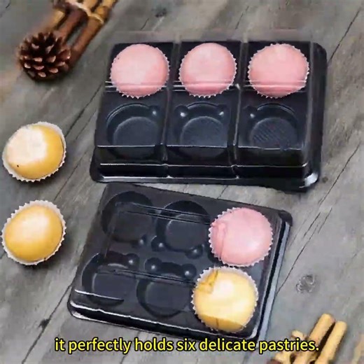 6‑Slot Rectangle PET Food Box for Egg Yolk Puff, Mochi & Meat Floss | Custom Thickness #sunyoplastic