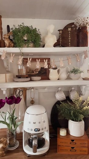 Coffee Bar with DIY Bunny Banner | Spring Home Decor Ideas