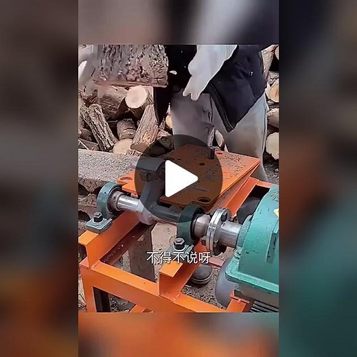 Log Splitting with Hydraulic Splitter in Rural Setting