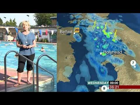 Carol Kirkwood barefoot at the pool