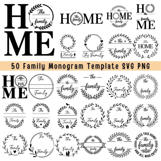 50 Family Monogram Template SVG PNG (digital Download) - Etsy Canada