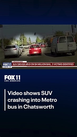 New dashcam footage shows the moments an SUV ran a red light and crashed into a Metro bus in Chatsworth, killing two people. The driver, Bailee Rios, 36, was arrested on suspicion of murder.