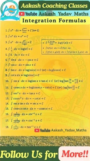Integration and Definite integration Formula #study #class12 #education #maths #exam #class