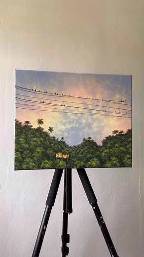 Painting over my old painting 🖼️🌅 #acrylicpainting #painting #artwork #landscapepainting #art | Feliks K