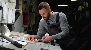 Designer selects proper color from swatch palette for promotion. Design and art concept