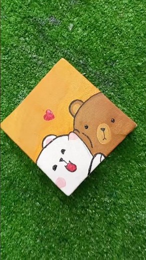 Mini canvas cute painting | Painting ideas for beginners #shorts #art #painting