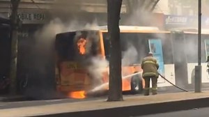 Melbourne commuters flee an exploding bus