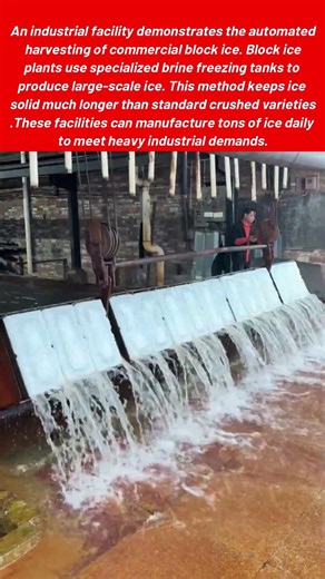 Massive Industrial Machinery Drops Huge Blocks Of Ice Effortlessly